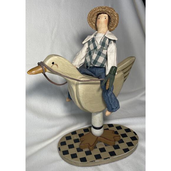 Man Riding Goose- Goose Primitive Folk Art - Picture 3 of 6